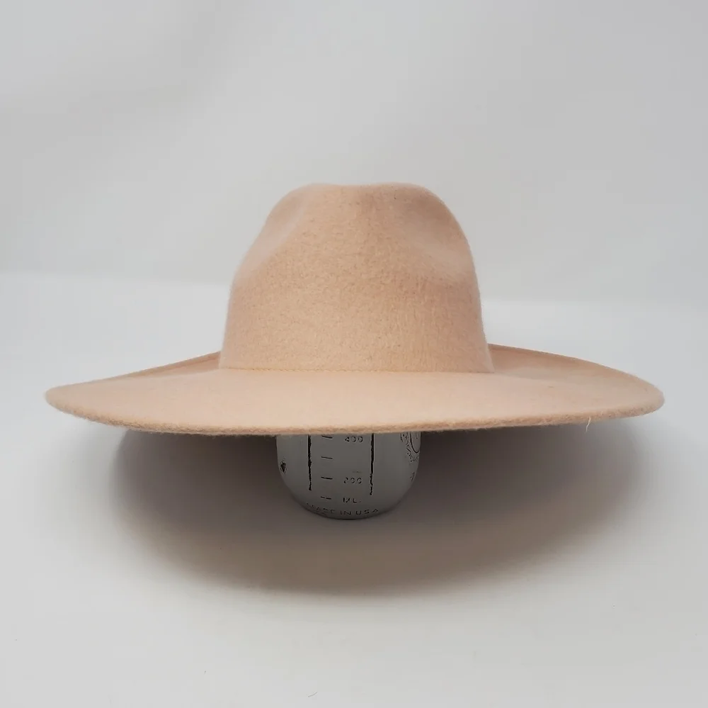 NWT BEIGE 100% WOOL FEDORA HAT WOMEN OS BOHO FESTIVAL WIDE BRIM